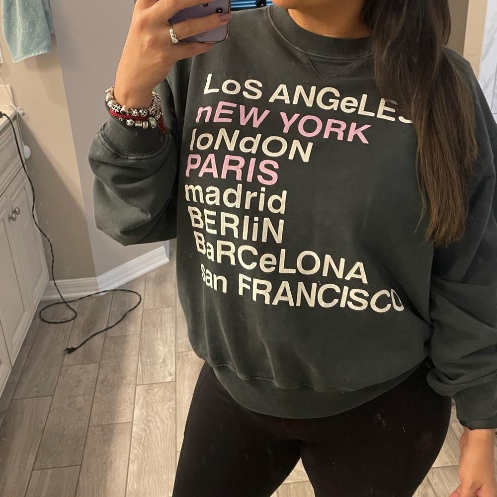 Anine Bing City Love Sweatshirt Charcoal Size M - Picture 11 of 11